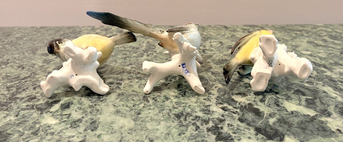 Karl Ens Three Polychrome Porcelain Birds 2-photo-2