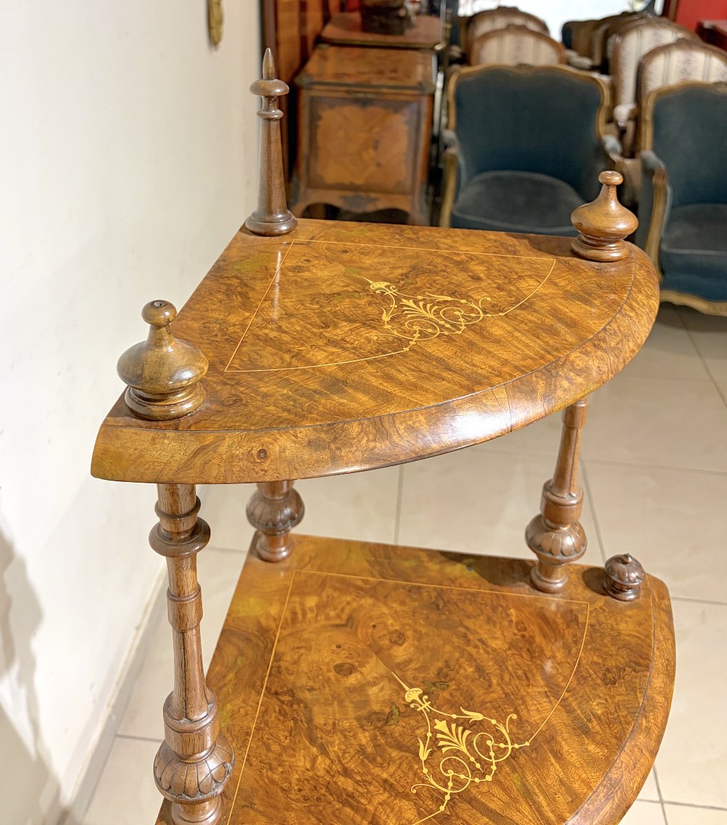 Mid-19th-century Walnut Burl Corner Shelf-photo-4