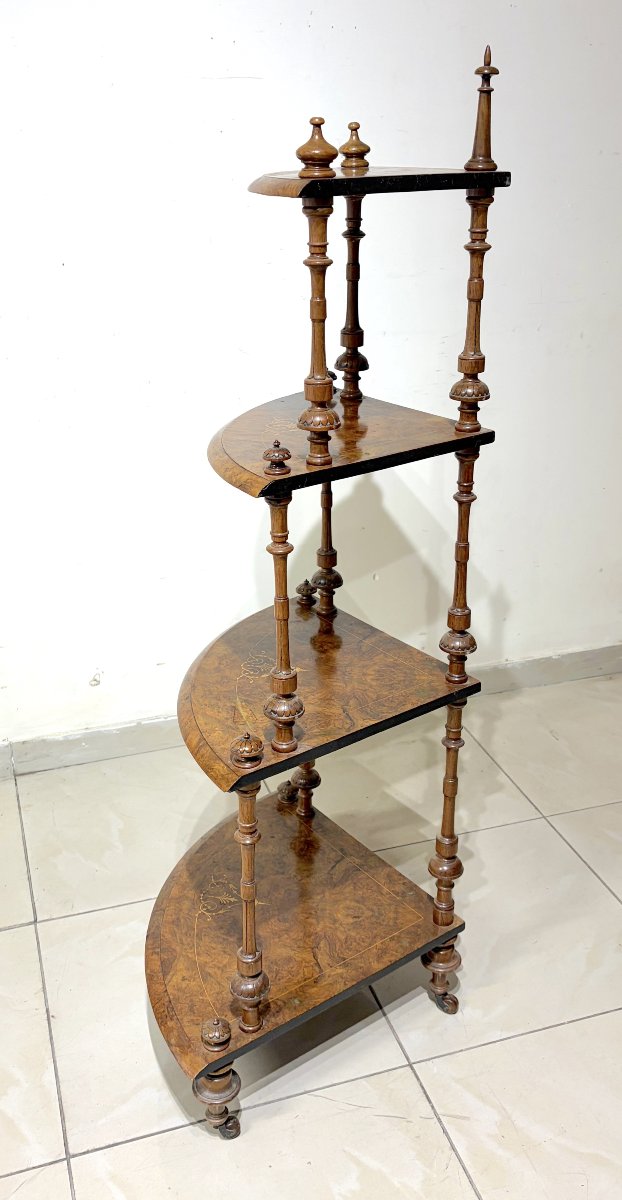 Mid-19th-century Walnut Burl Corner Shelf-photo-3