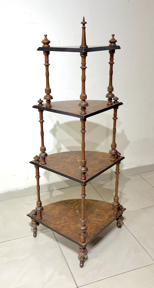 Mid-19th-century Walnut Burl Corner Shelf-photo-4