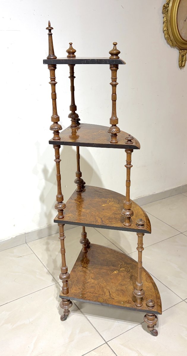 Mid-19th-century Walnut Burl Corner Shelf-photo-5