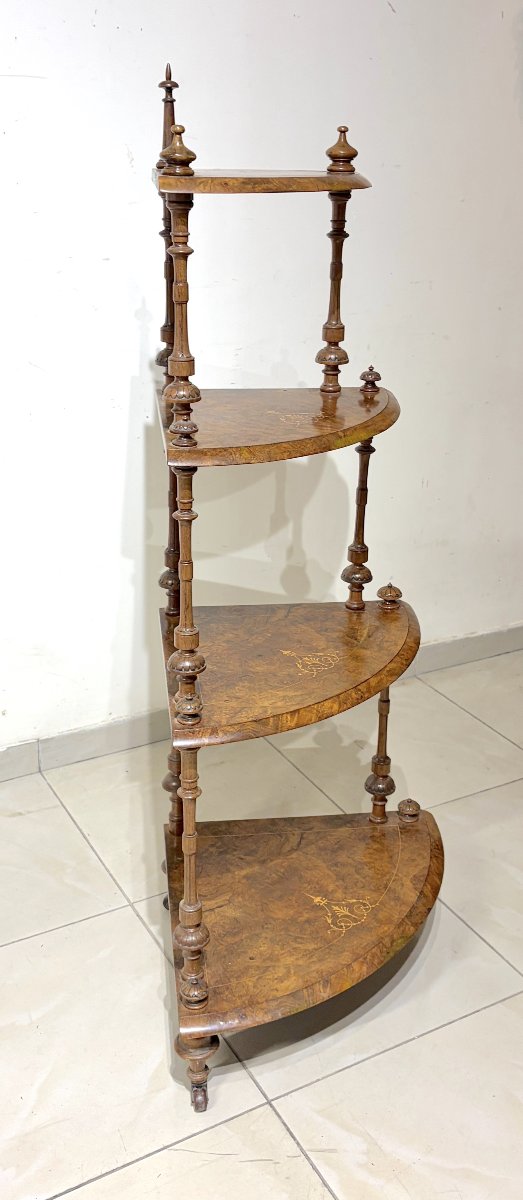 Mid-19th-century Walnut Burl Corner Shelf-photo-6