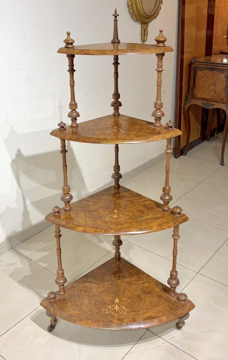 Mid-19th-century Walnut Burl Corner Shelf