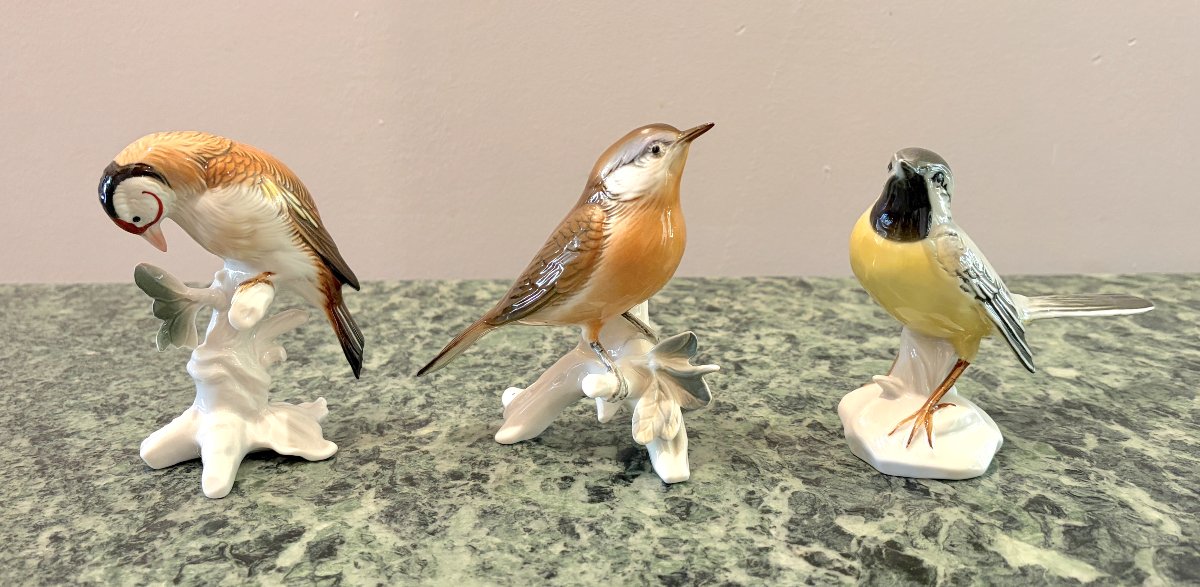 Karl Ens - Trois oiseaux en porcelaine polychrome 3