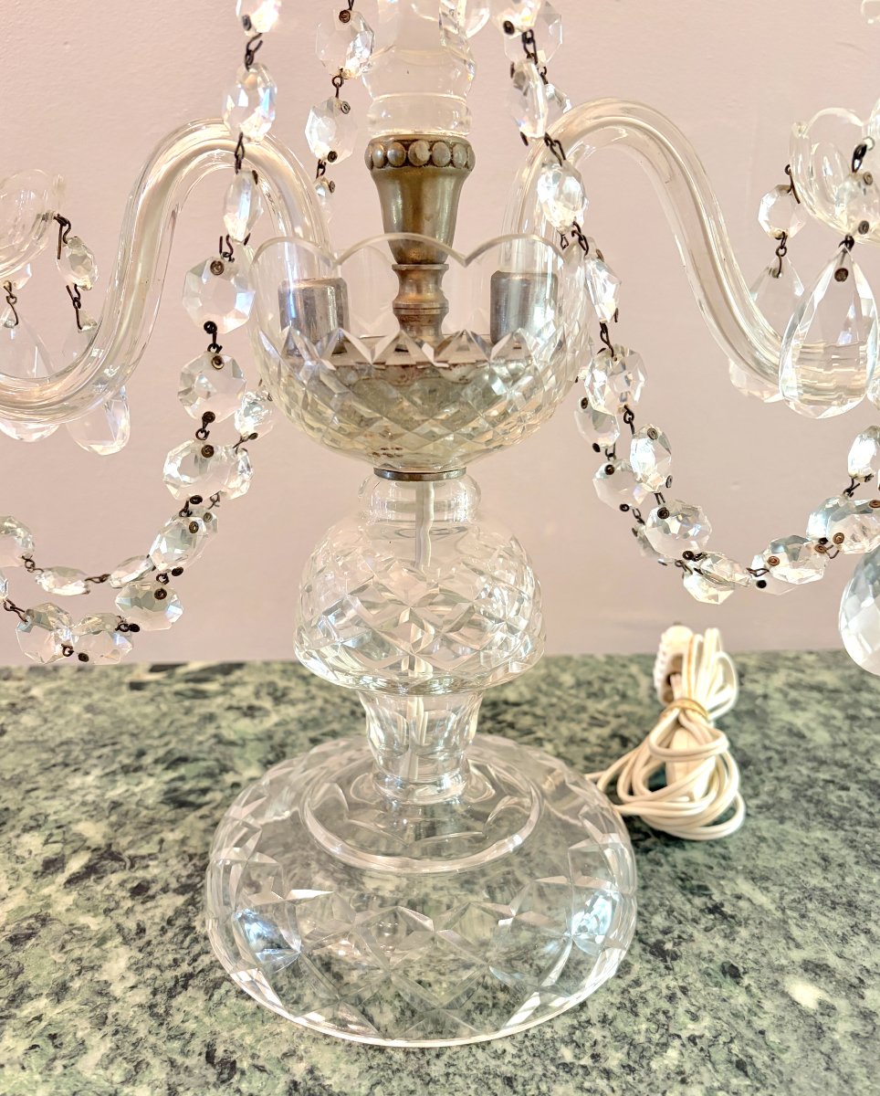Paire de candélabres en cristal XXème-photo-3