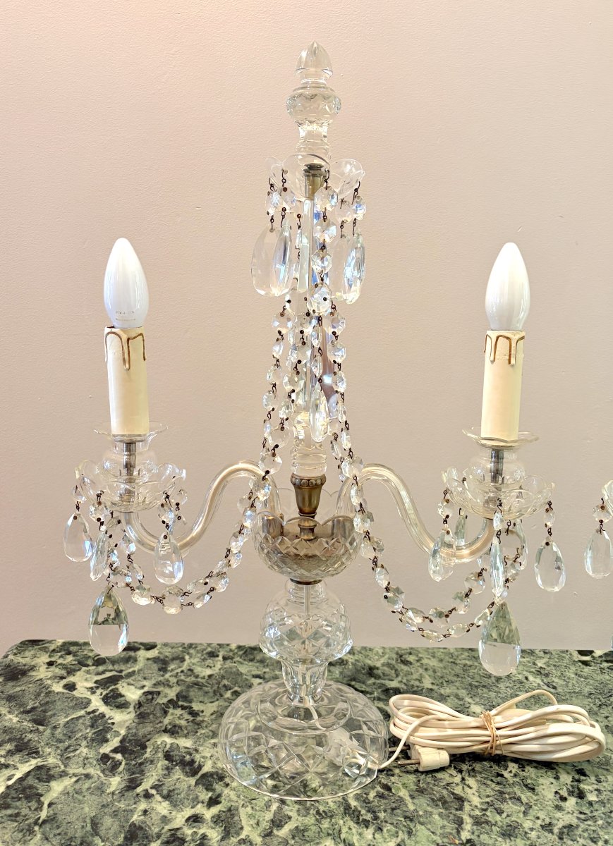 Paire de candélabres en cristal XXème-photo-4