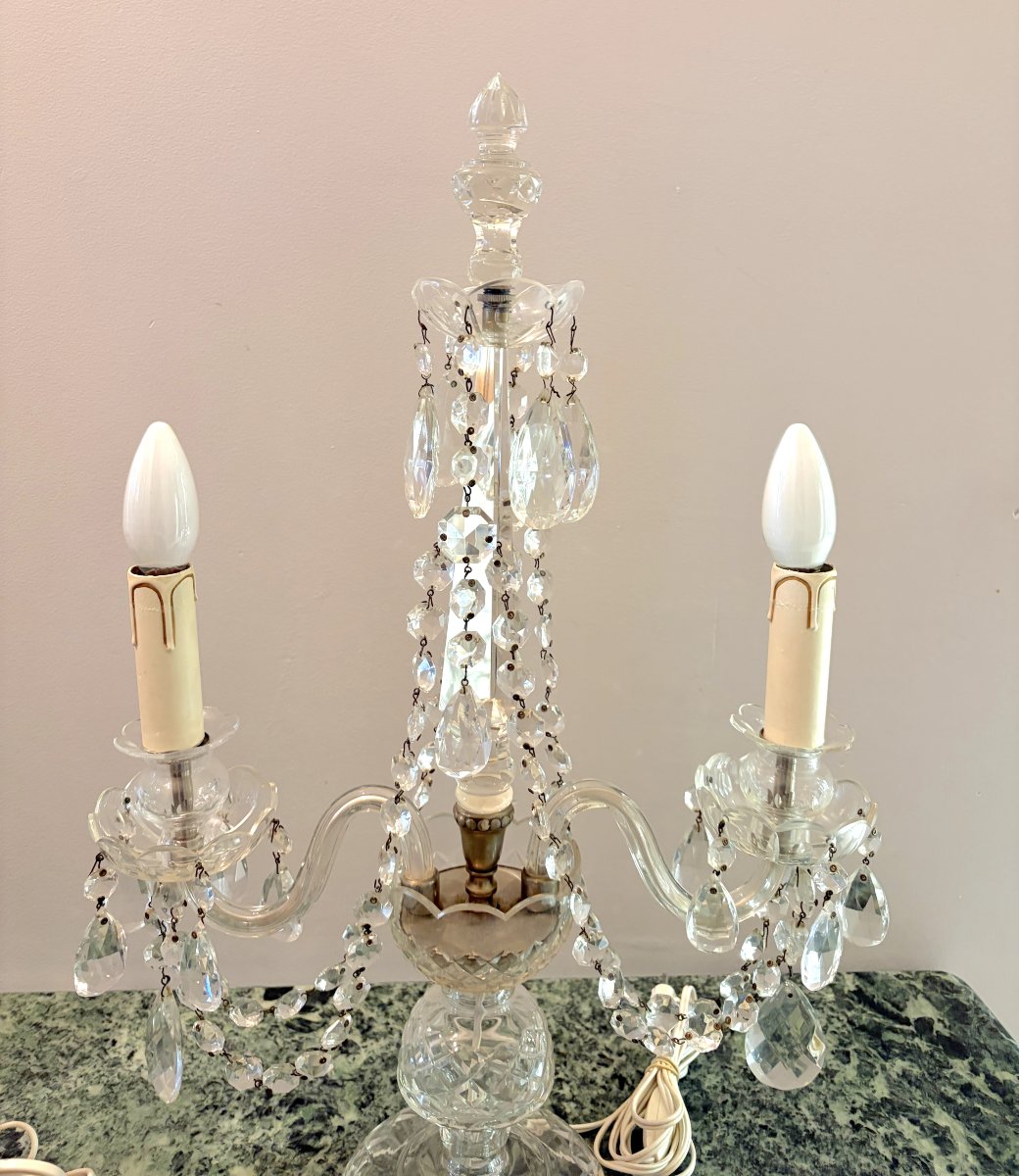 Paire de candélabres en cristal XXème-photo-1