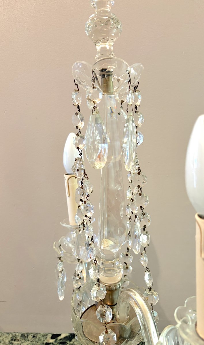 Paire de candélabres en cristal XXème-photo-4