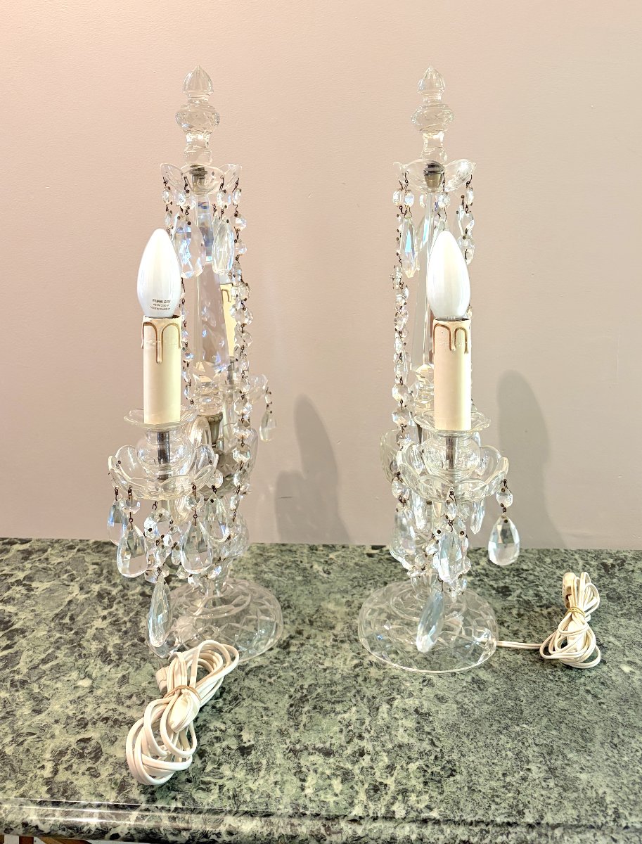 Paire de candélabres en cristal XXème-photo-5