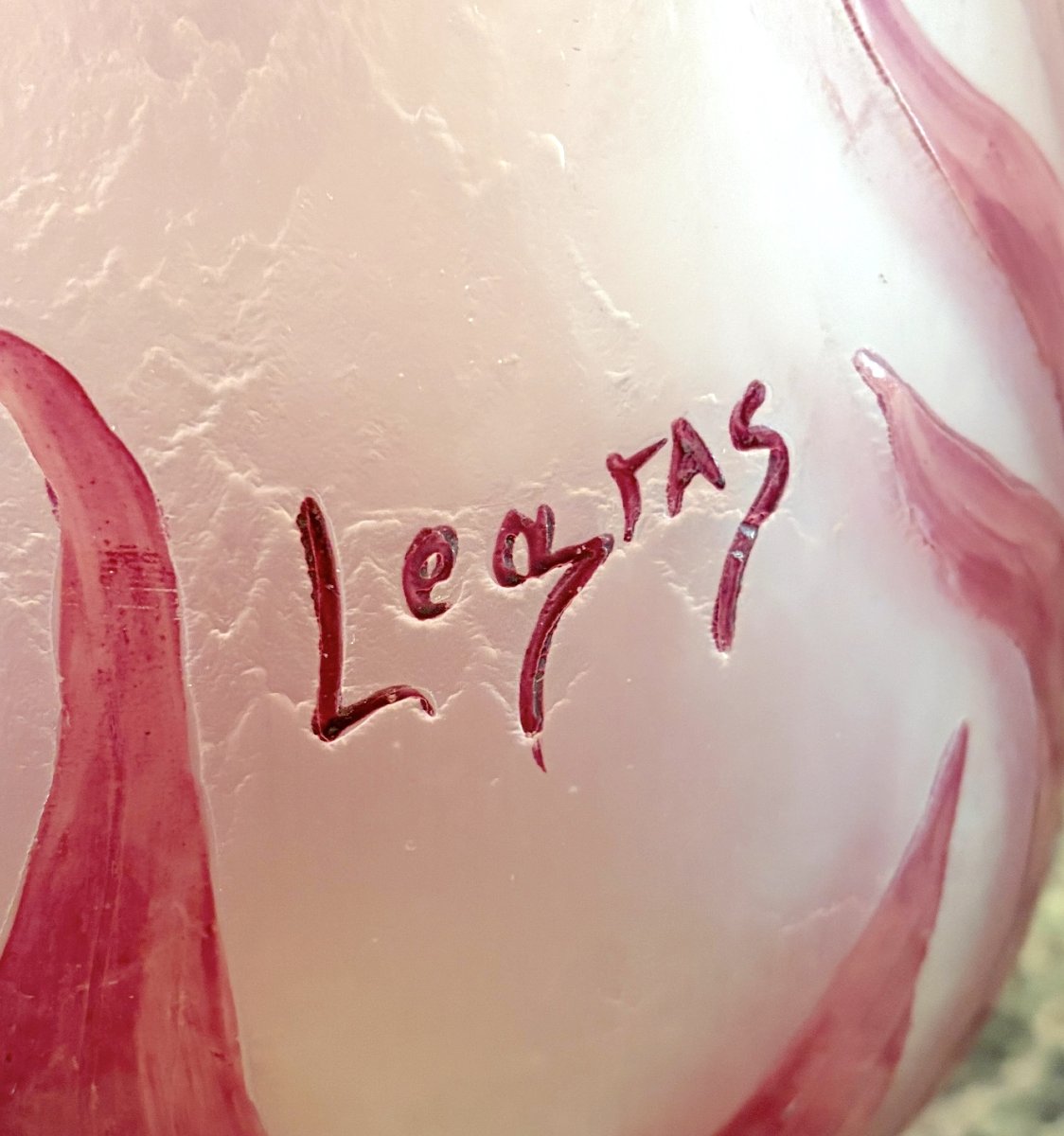 Vase en verre givré Legras Art Nouveau-photo-3