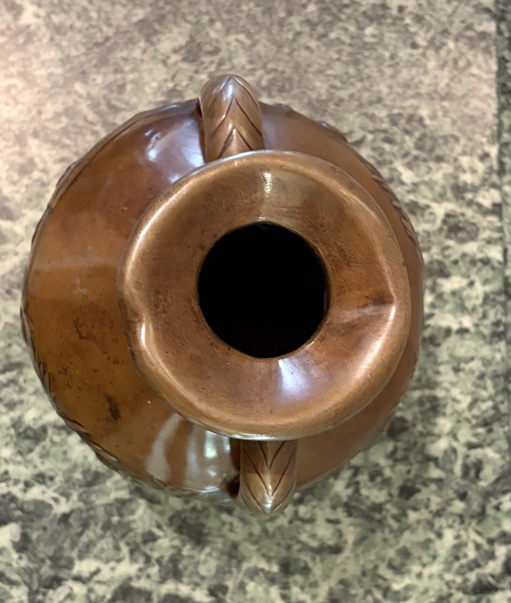 Thiebaut Frères Bronze Vase With A Brown Patina, Late 19th Century-photo-4