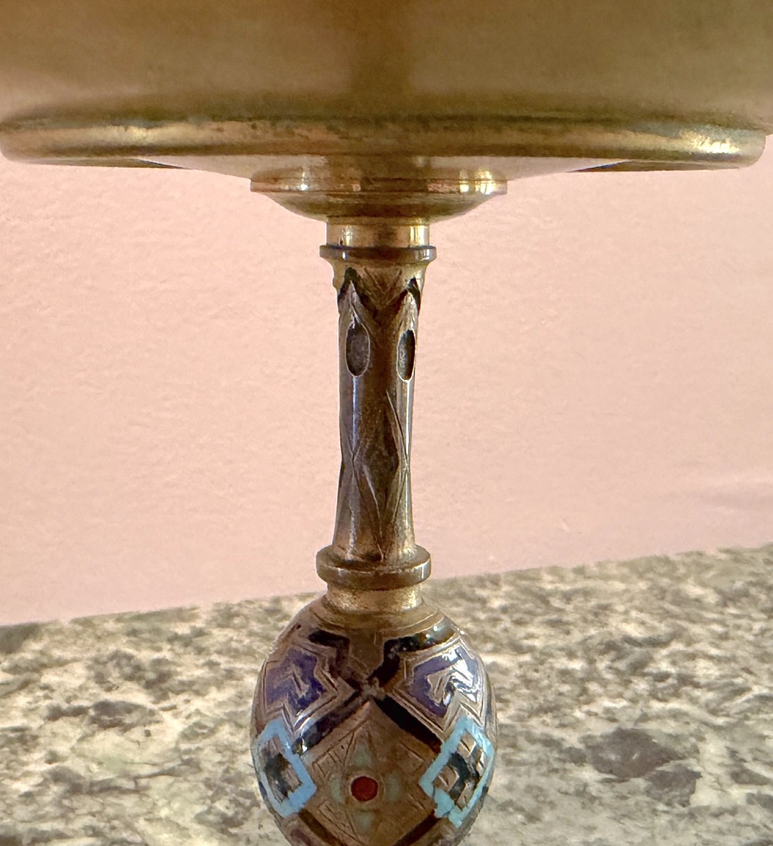 Paire de coupes en bronze et émaux cloisonnés XIXème-photo-1