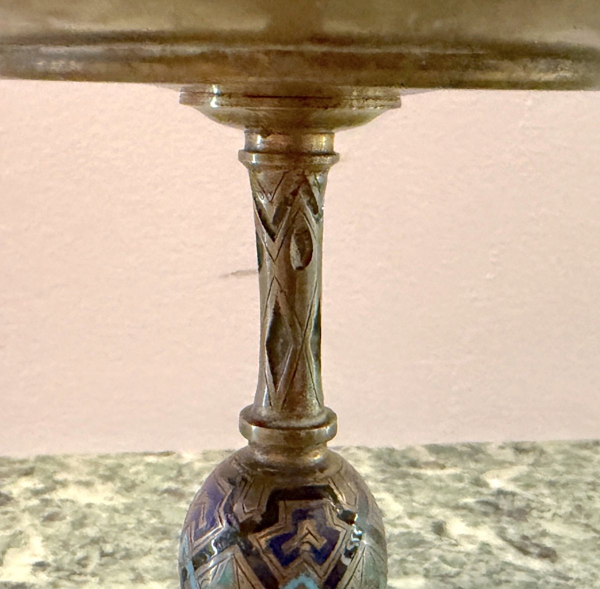 Paire de coupes en bronze et émaux cloisonnés XIXème-photo-2