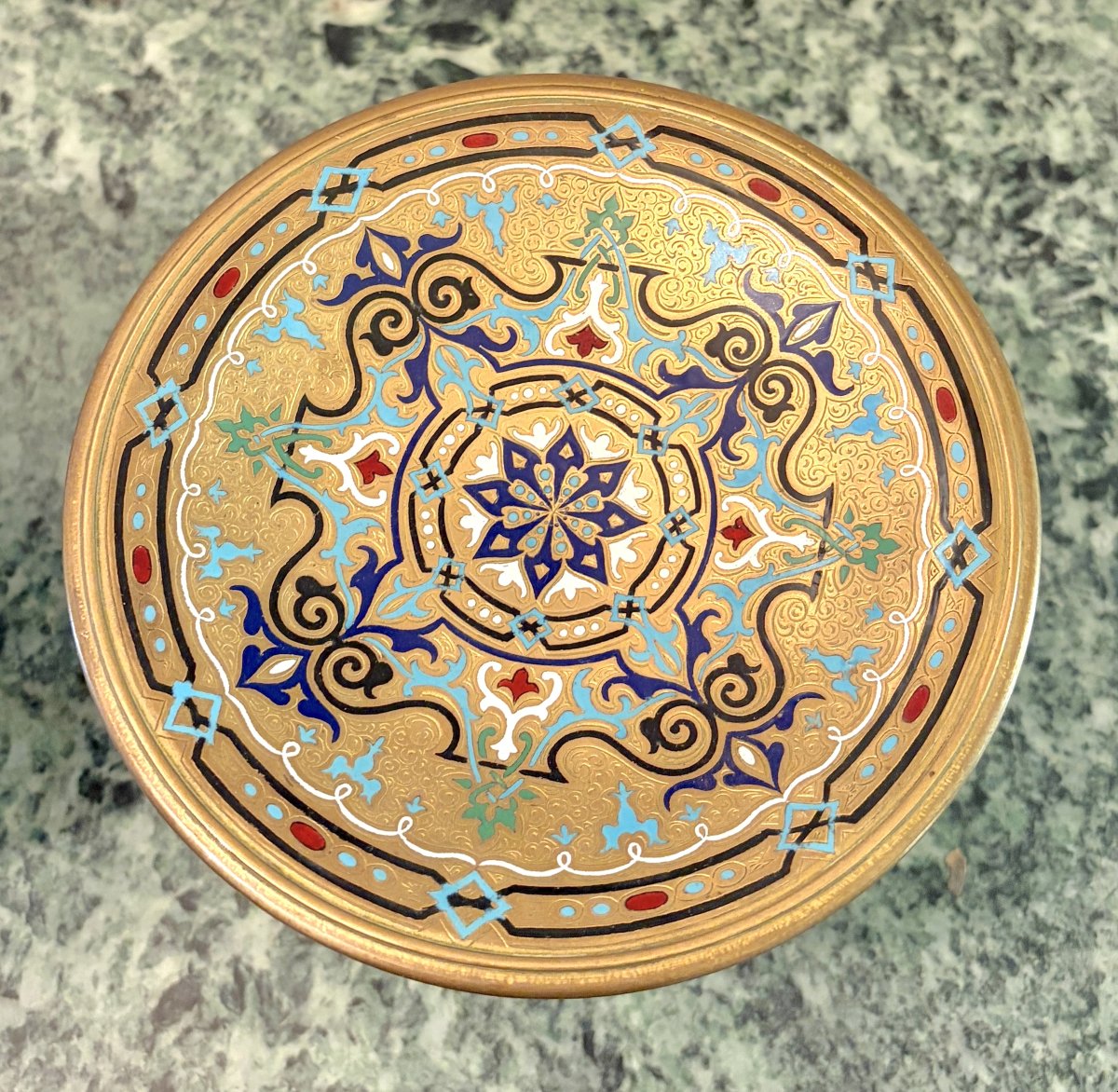Paire de coupes en bronze et émaux cloisonnés XIXème-photo-4