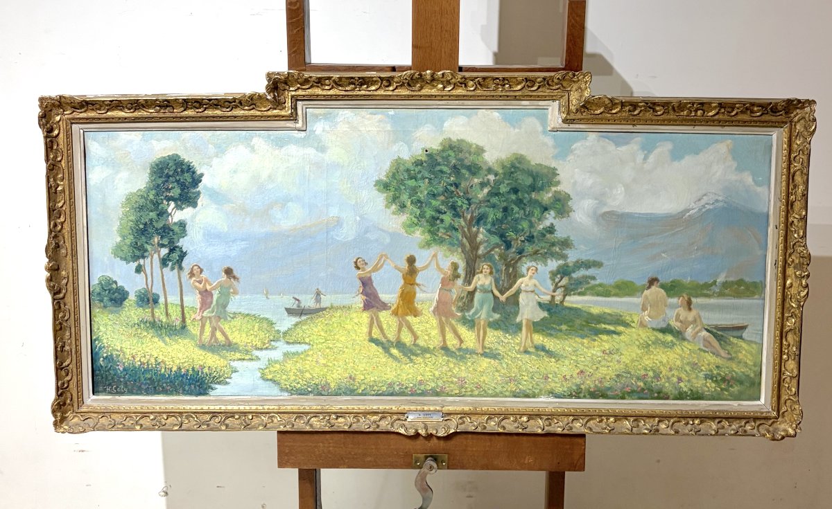 Hippolyte Lety: Framed Oil Painting On Canvas