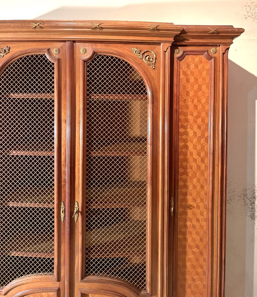 Lxvi-style Marquetry Bookcase, Late 19th Century-photo-3