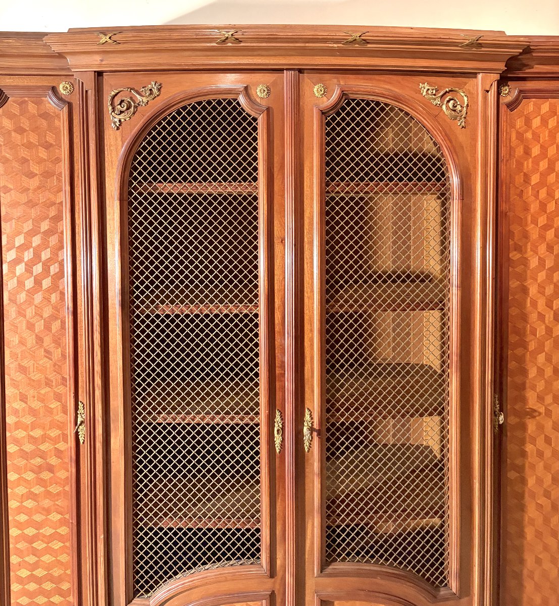 Lxvi-style Marquetry Bookcase, Late 19th Century-photo-4