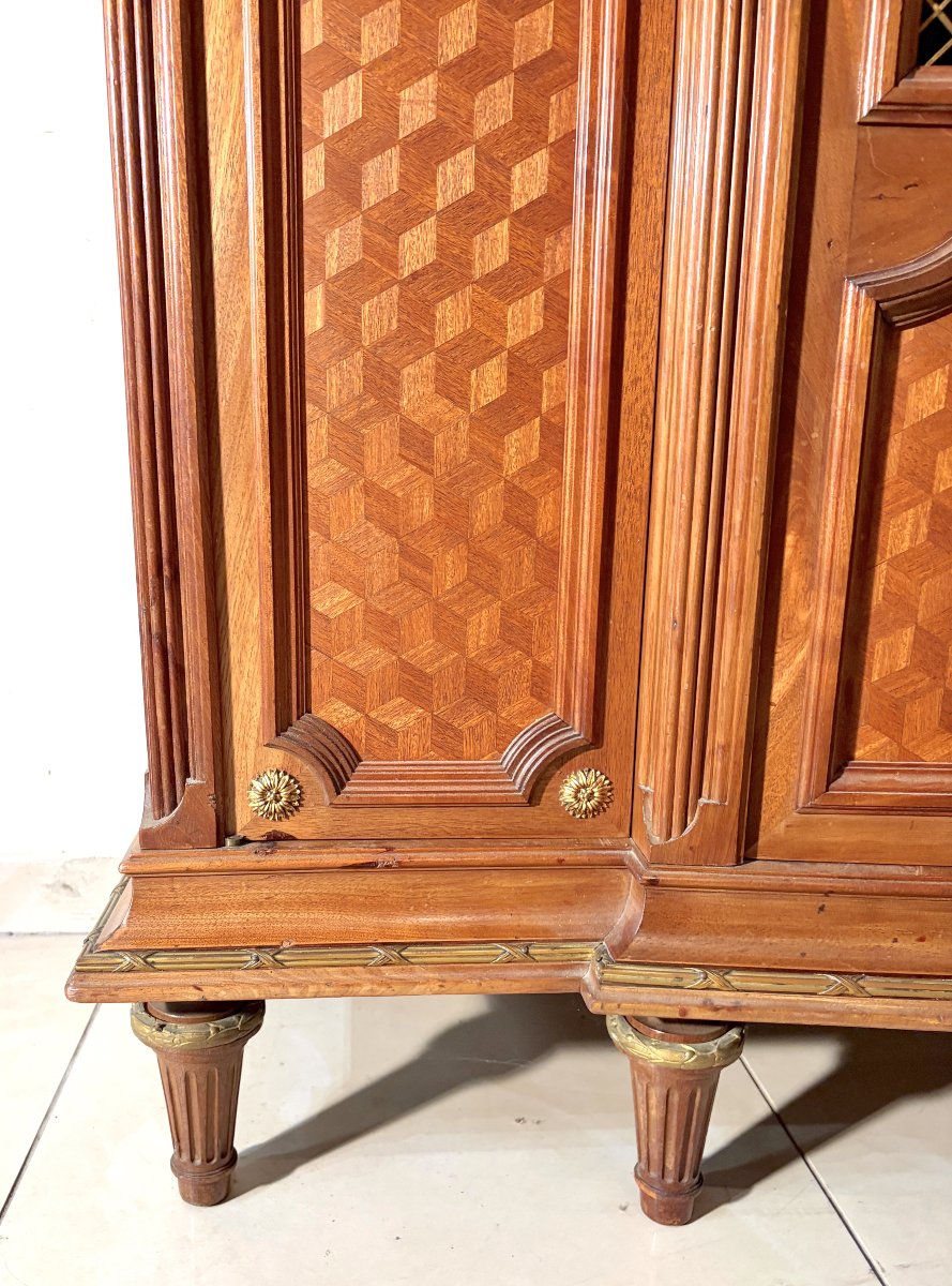 Lxvi-style Marquetry Bookcase, Late 19th Century-photo-3