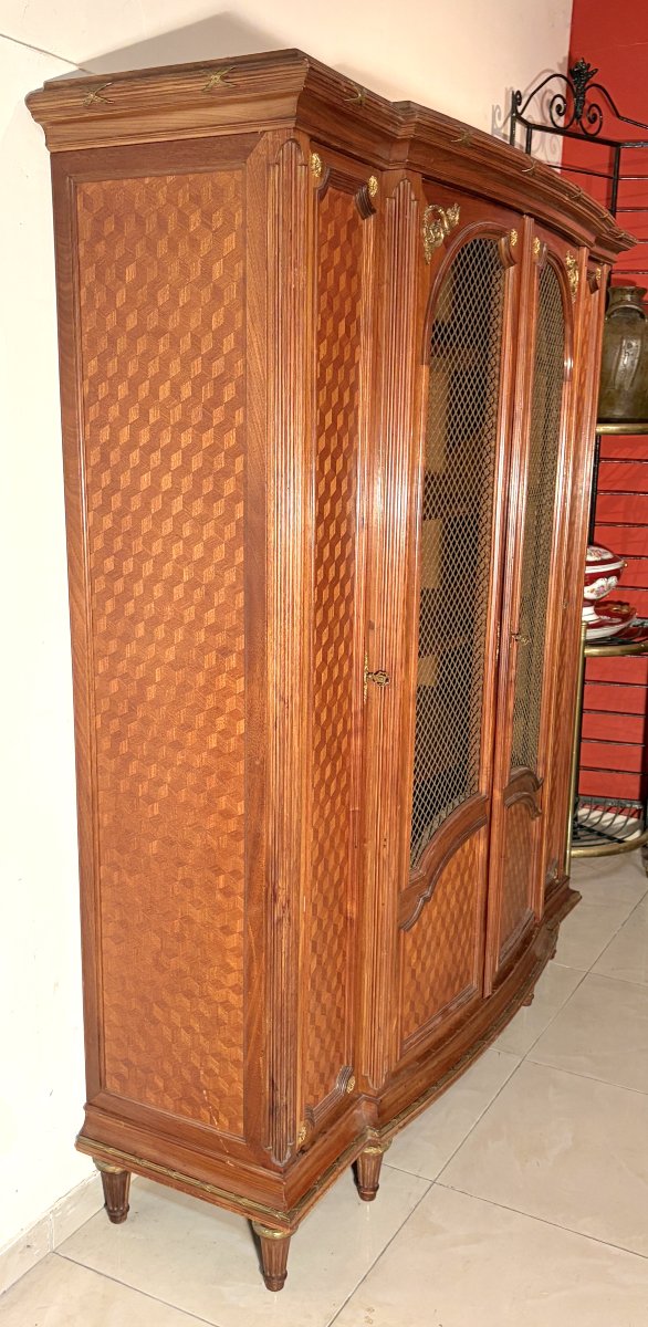 Lxvi-style Marquetry Bookcase, Late 19th Century-photo-5