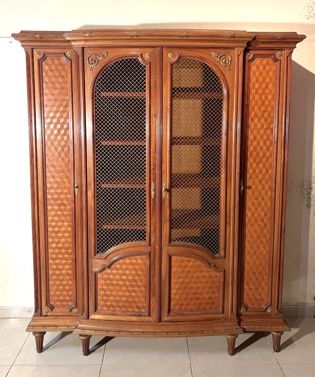 Lxvi-style Marquetry Bookcase, Late 19th Century