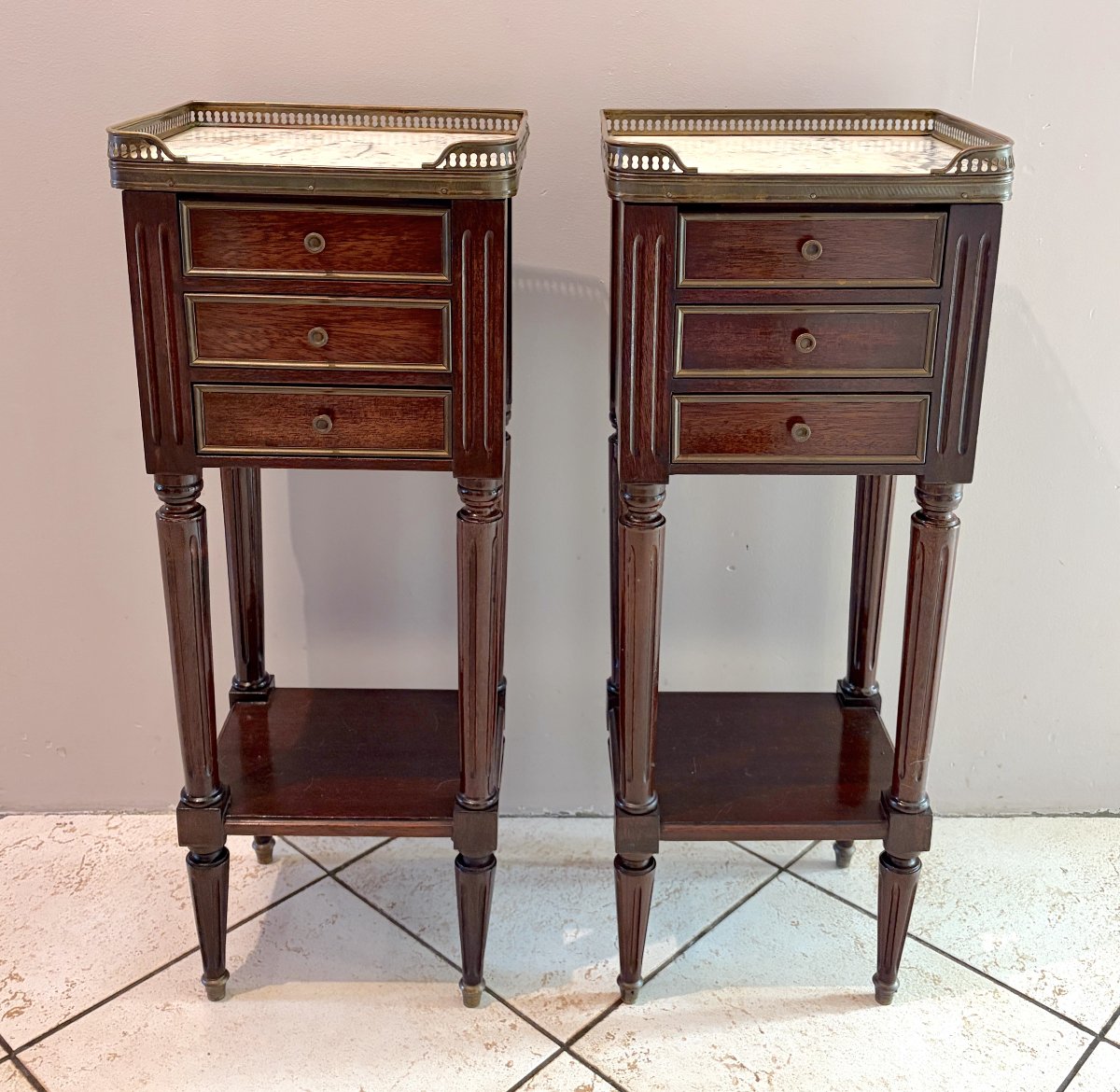 Pair Of Lxvi-style Nightstands