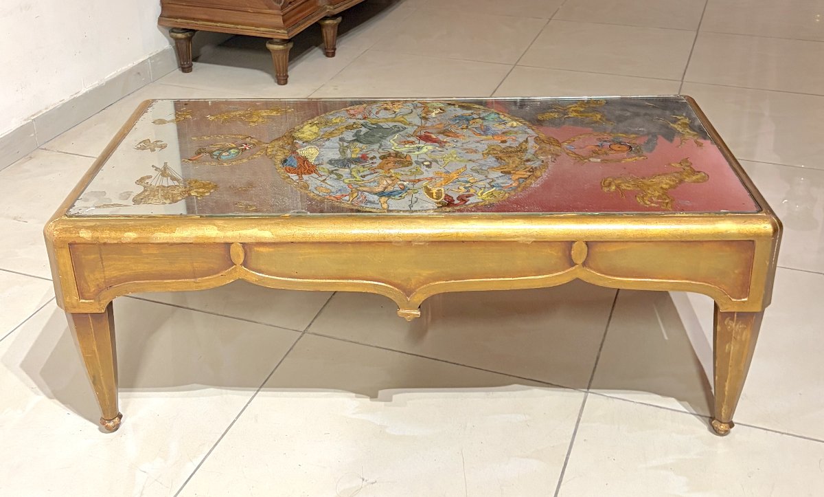 Table basse en bois doré style Art Déco-photo-2