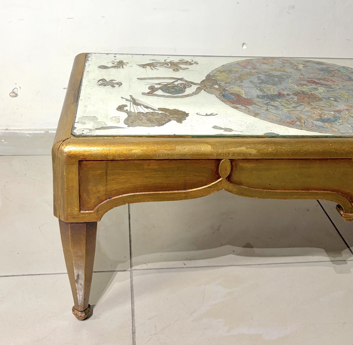 Table basse en bois doré style Art Déco-photo-3