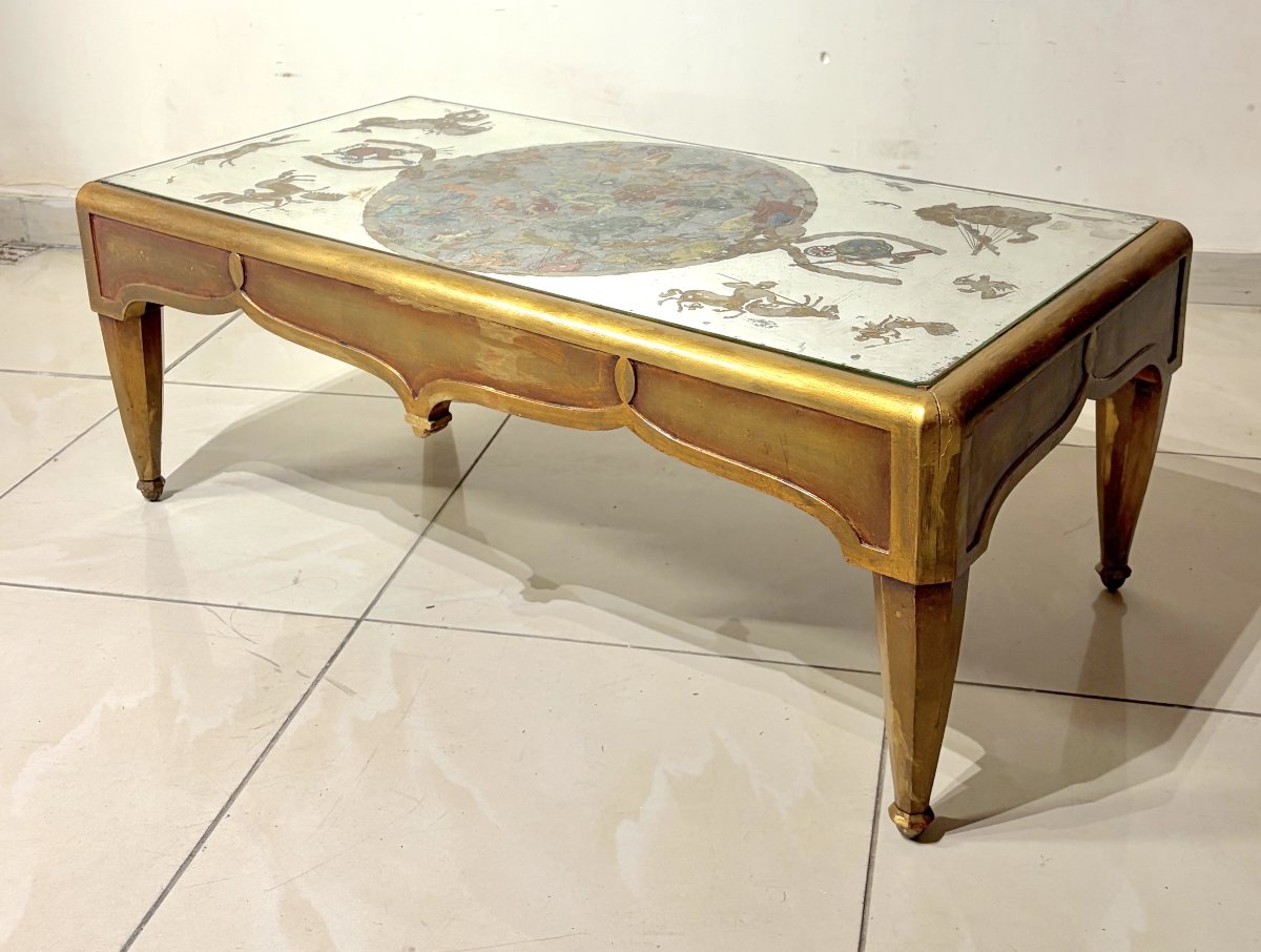Table basse en bois doré style Art Déco-photo-5