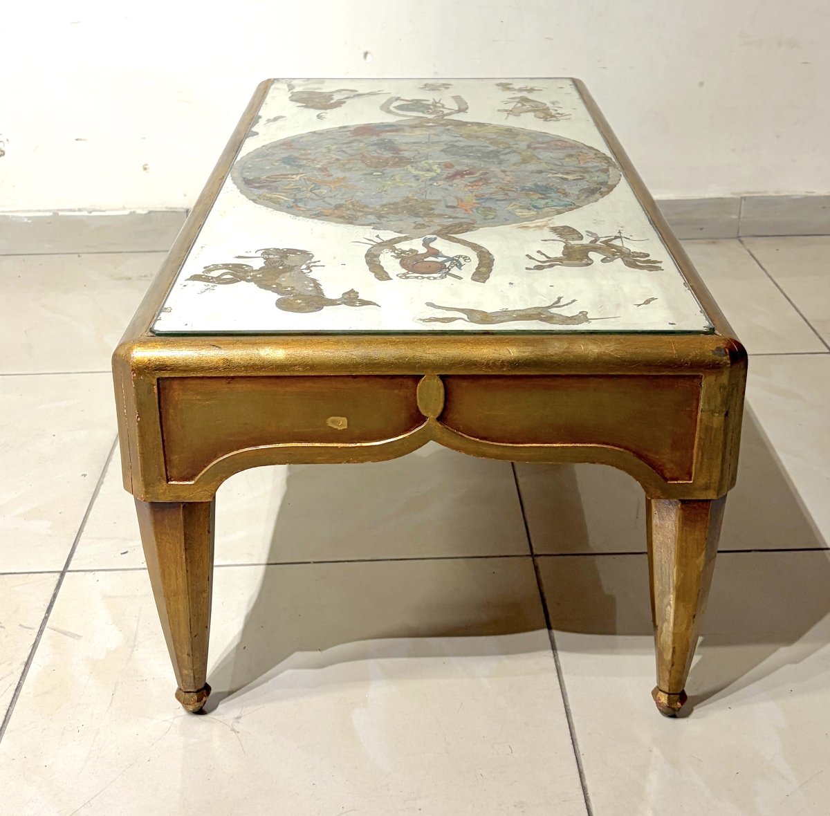 Table basse en bois doré style Art Déco-photo-6