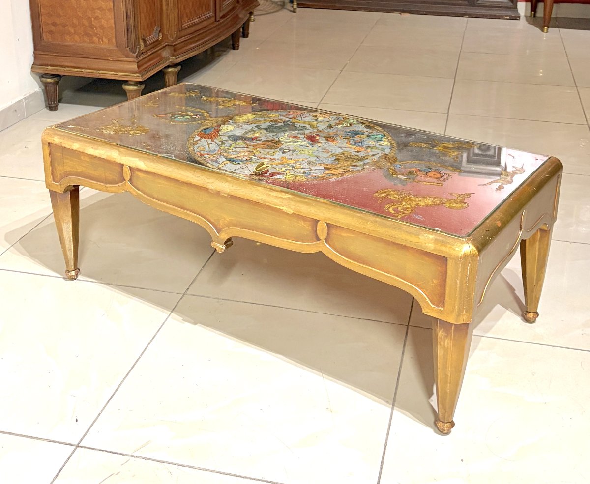 Table basse en bois doré style Art Déco-photo-7