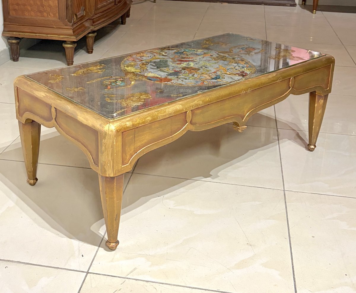 Table basse en bois doré style Art Déco