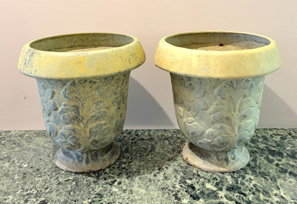 Paire de vases en fonte patiné 1930-1940-photo-2