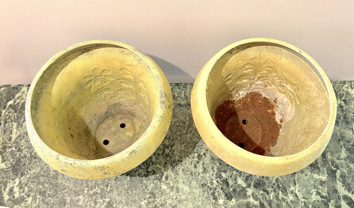 Paire de vases en fonte patiné 1930-1940-photo-1