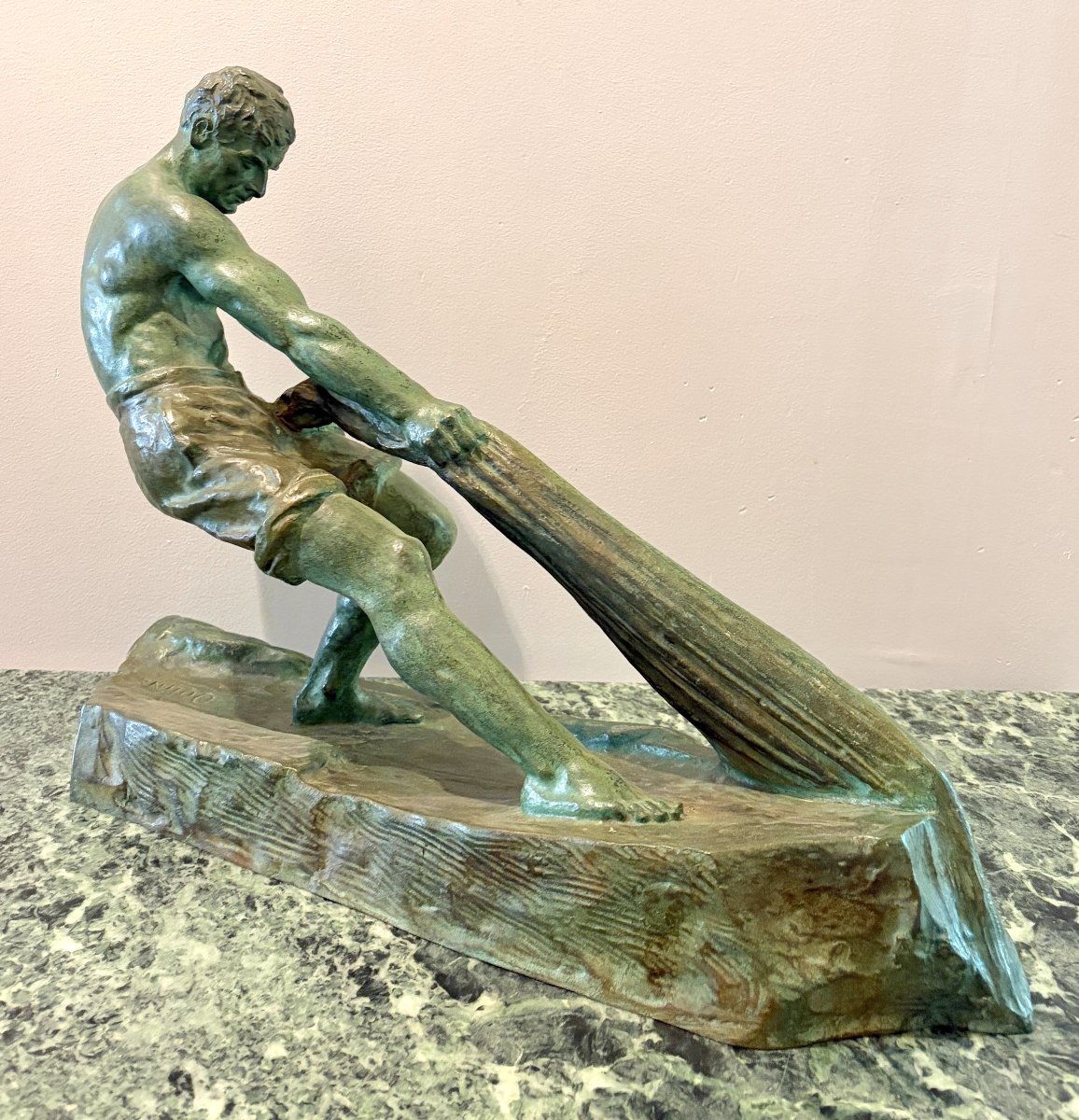 Art Deco Bronze Sculpture By Alexandre Ouline-photo-3