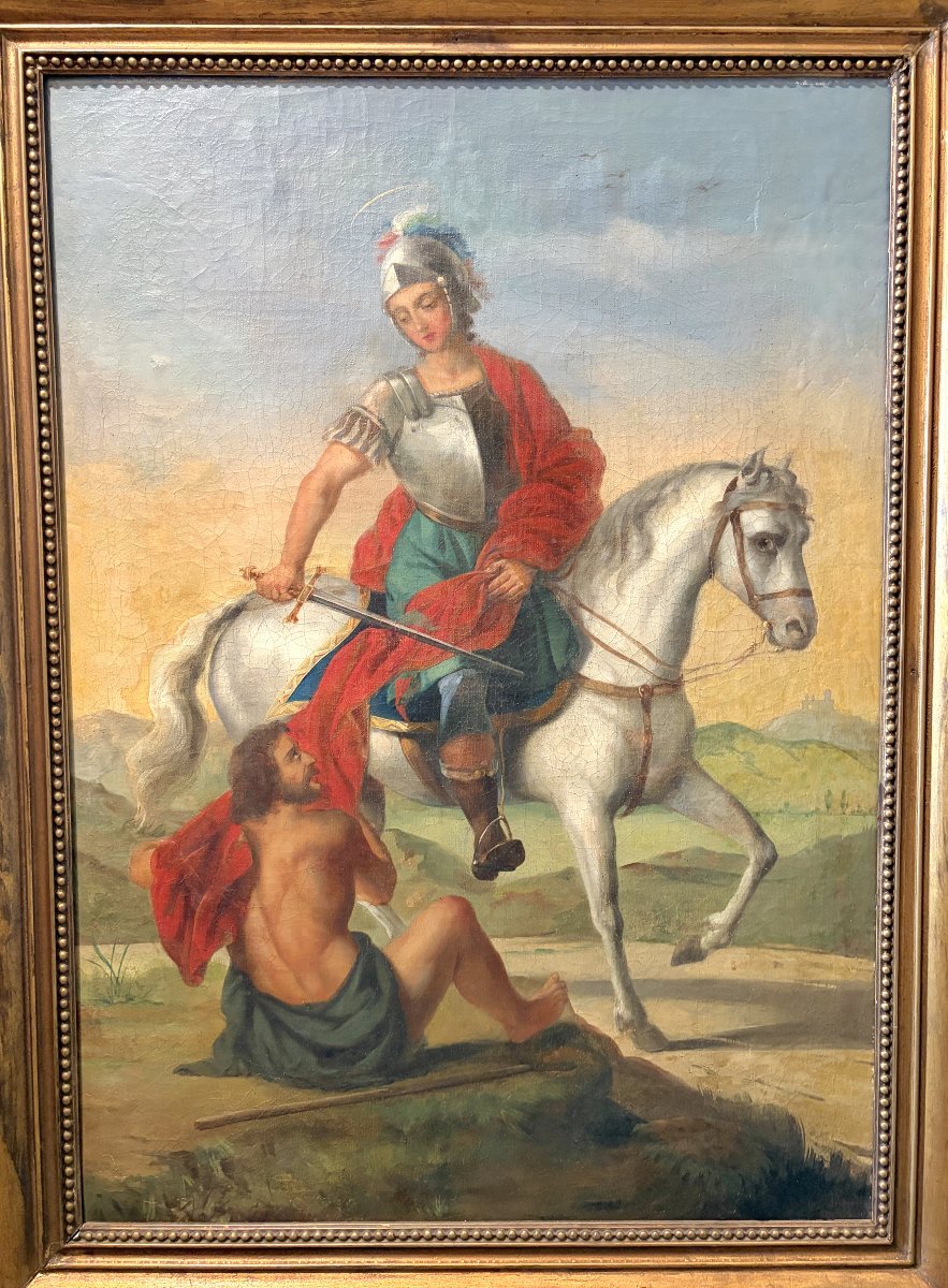 19th-century Oil-on-canvas Painting Depicting Saint Martin-photo-2