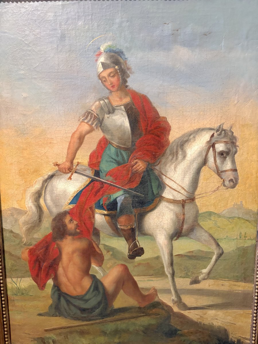 19th-century Oil-on-canvas Painting Depicting Saint Martin-photo-3