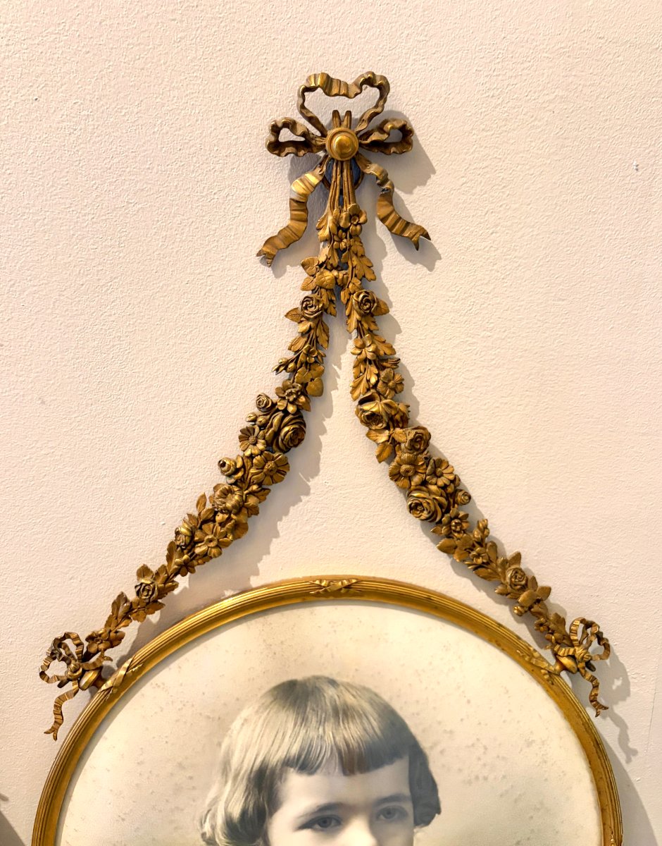 Paire de cadres photos en bronze doré style LXVI - Hauteur 60cm-photo-4