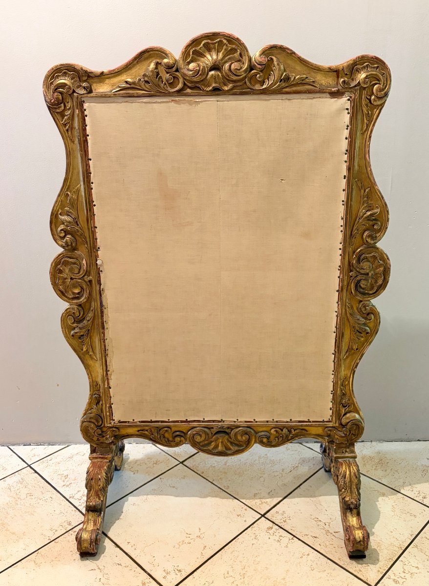 Ecran de cheminée de style LXV en bois doré XIXème-photo-3