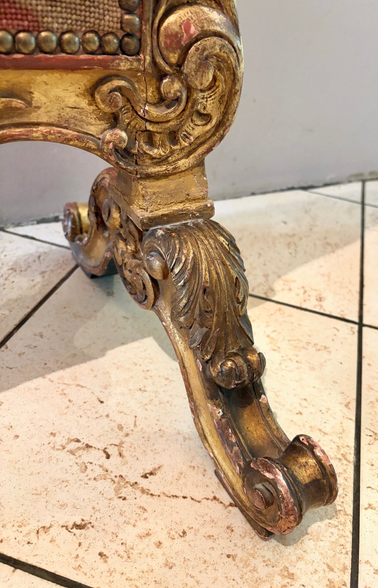 Ecran de cheminée de style LXV en bois doré XIXème-photo-7