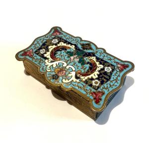 Pyrogenic Matchbox In Gilt Bronze And Cloisonné Enamels Late 19th Century