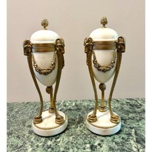 Paire De Cassolettes à Bougeoirs Réversibles De Style Lxvi époque Napoléon III
