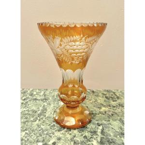 Vase En Cristal De Bohème Gravé