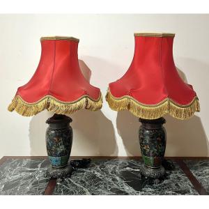Pair Of Late 19th Century Cloisonné Enamel Lamps