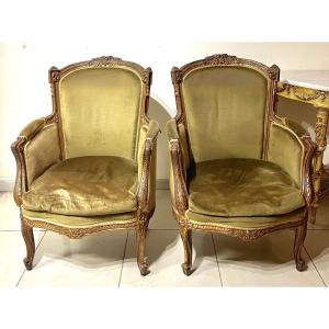 Paire de bergères de style LXV XIXème siècle