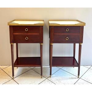 Pair Of Lxvi Style Mahogany Bedside Tables