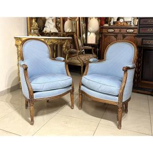 Paire de petites bergères de style LXVI