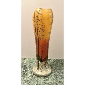 Large Art Nouveau Enamelled Vase