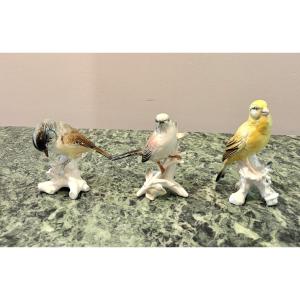 Karl Ens Three Polychrome Porcelain Birds 2