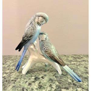 Karl Ens Deux perruches en porcelaine