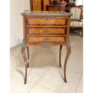 19th-century Transition-style Marquetry Bar Cabinet